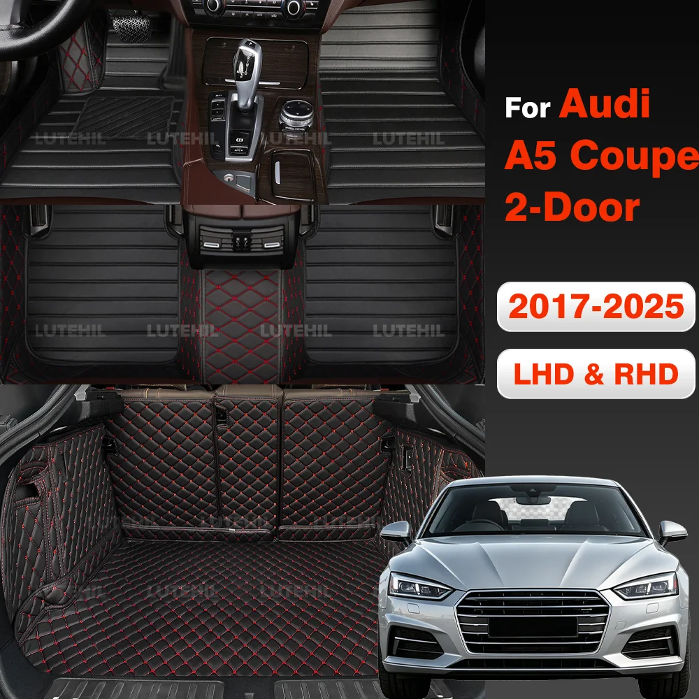 

Для Audi A5 Coupe (2 двери) 2017-2025: 3D-коврики для пола автомобиля, коврик в багажник, накладки на пол, автоковрики, аксессуары для салона