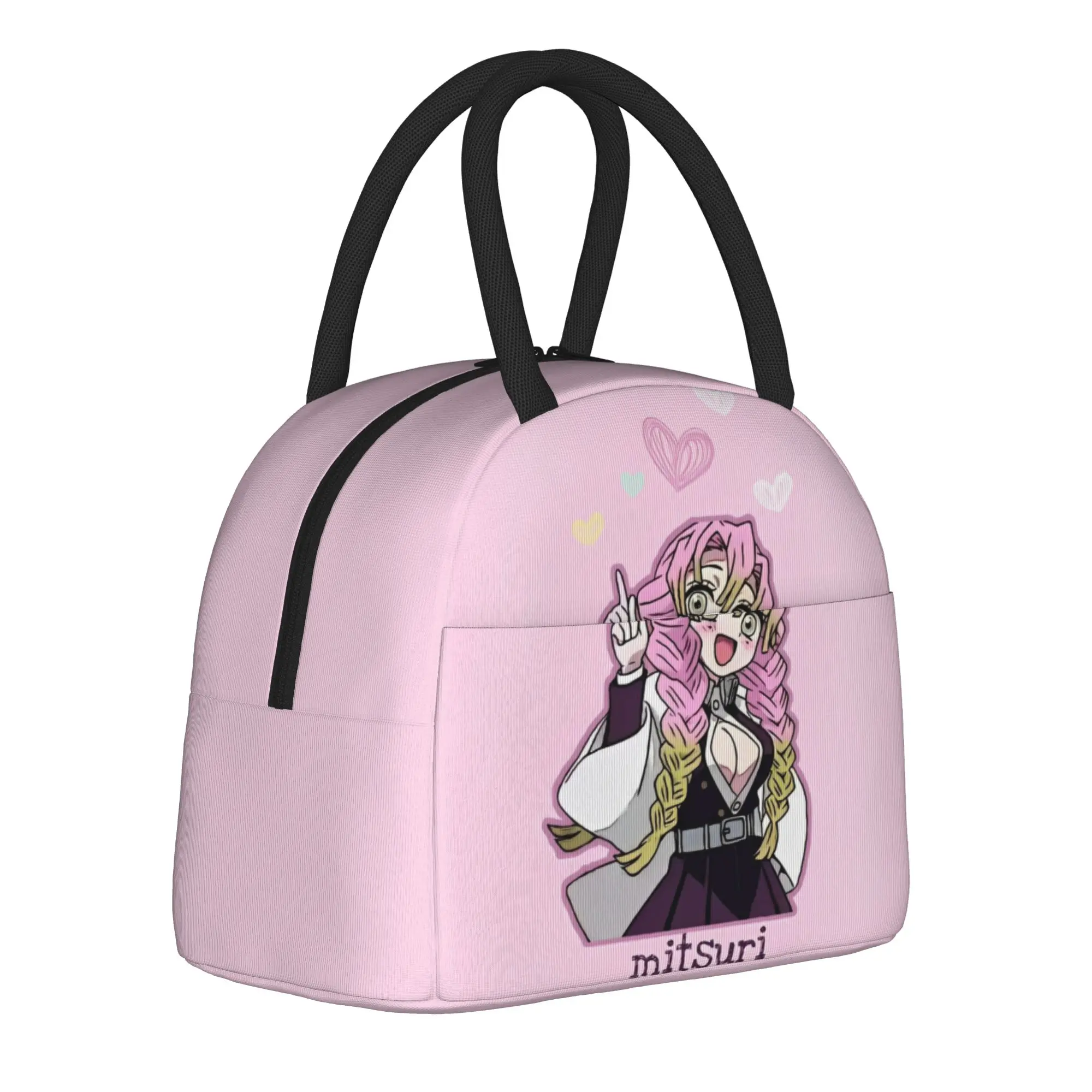 Love Hashira Mitsuri Kanroji Insulated Lunch Bags Leakproof Demons Anime Meal Container Thermal Bag Lunch Box Tote School