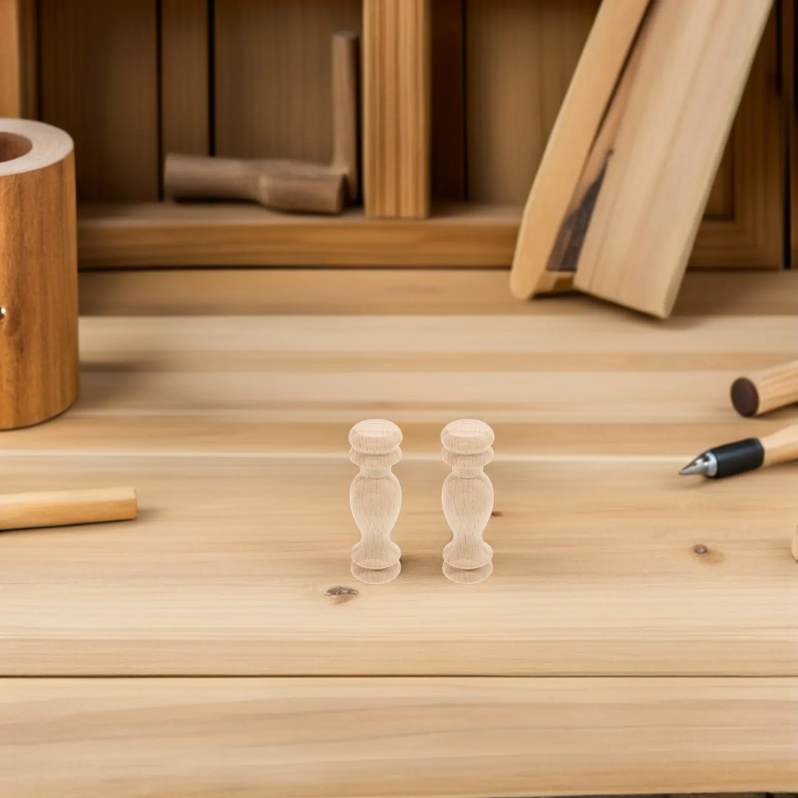 24 Piezas de Balaustres de Madera Maciza sin Acabado, Estilo Romano, 2.4x0.7 Pulgadas, Finales Decorativos de Madera para Interiores