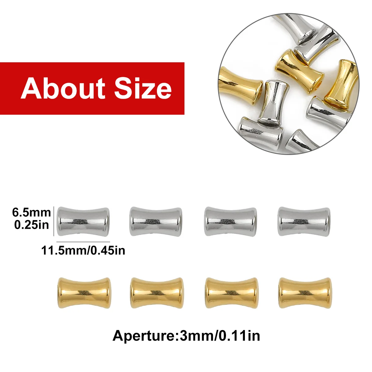 50/100pcs ccb Gold Silber Farbe Bambus Joint Tube Perlen für Schmuck Herstellung DIY Armbänder Halsketten Perlen Zubehör Zubehör