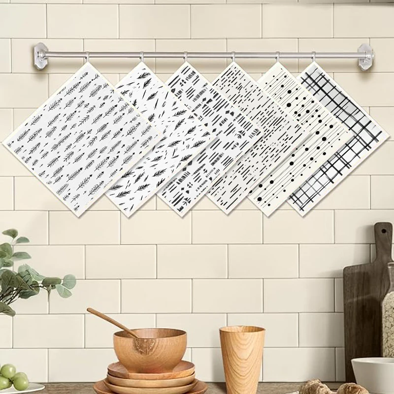 Toalhas de prato suecas com padrão, 6 peças, ecológicas, absorventes, para cozinha, reutilizáveis, laváveis, panos de limpeza