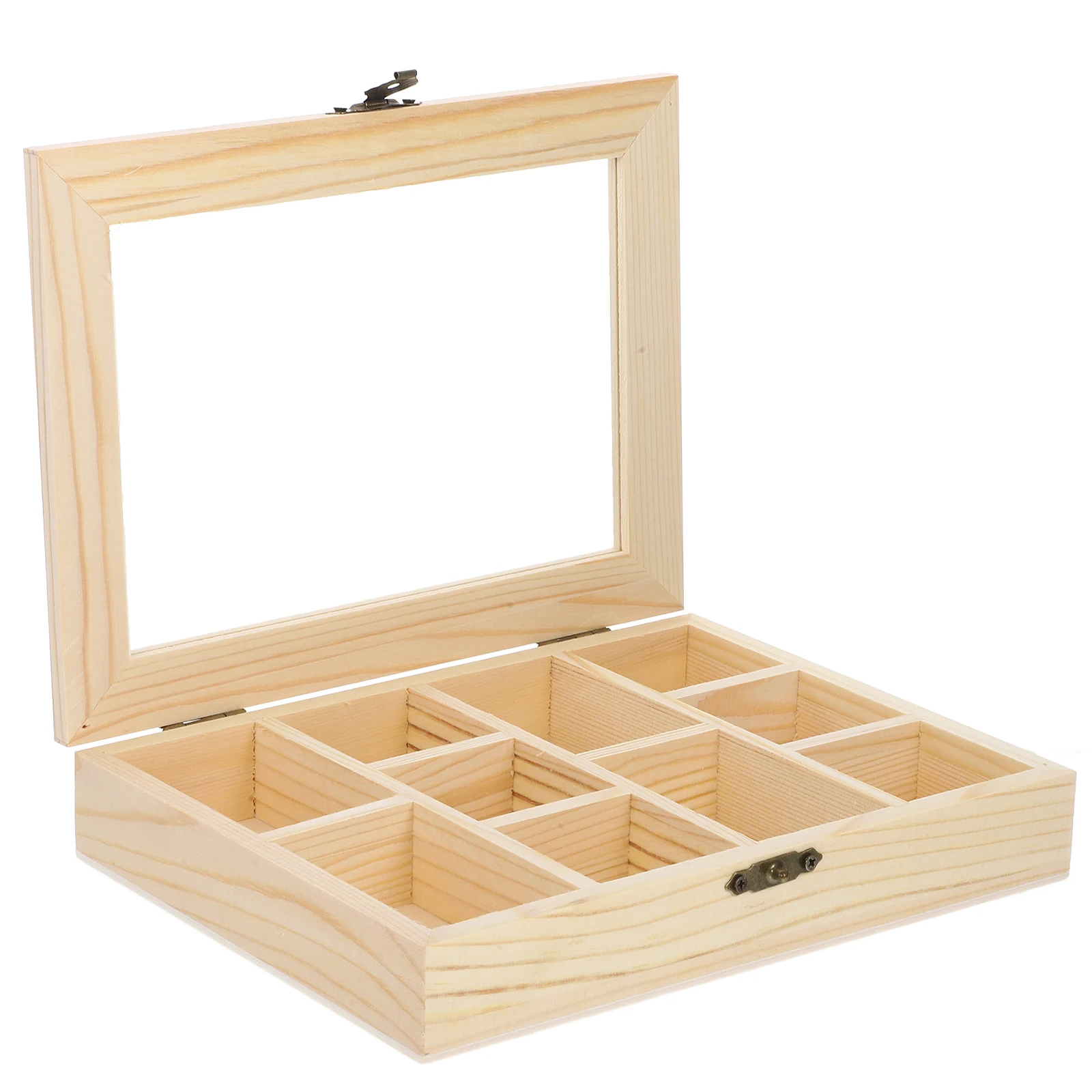 

10PCS Jewelry Box Wooden Unfinished ganizer Lids Display Storage Kids Craft Compartment Boxes Wood ganizerDIY