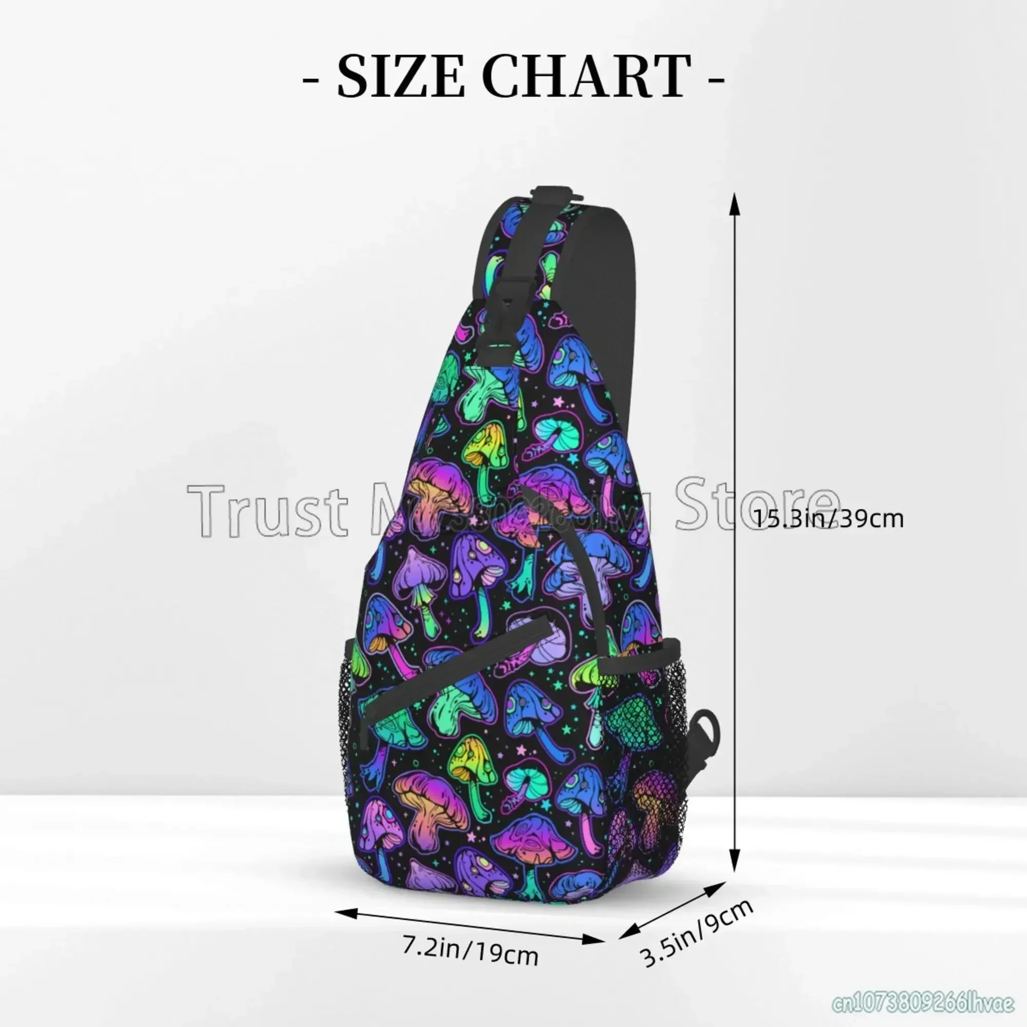 Colorful Magic Mushroom Sling Bag Casual Crossbody Backpack Travel Hiking Daypack Lightweight Chest Purse Fashion Shoulder Bags