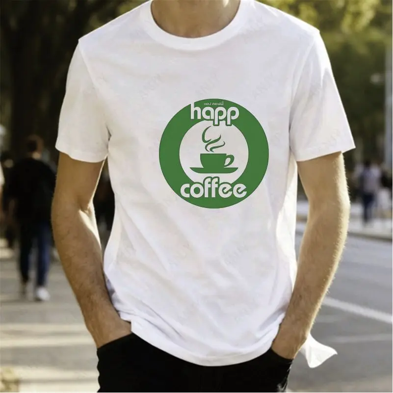 Minimally Healing Coffee Cup, White T-shirt, Toasting Blessing, English Short Sentence, Loose Men's and Women's Casual Tops