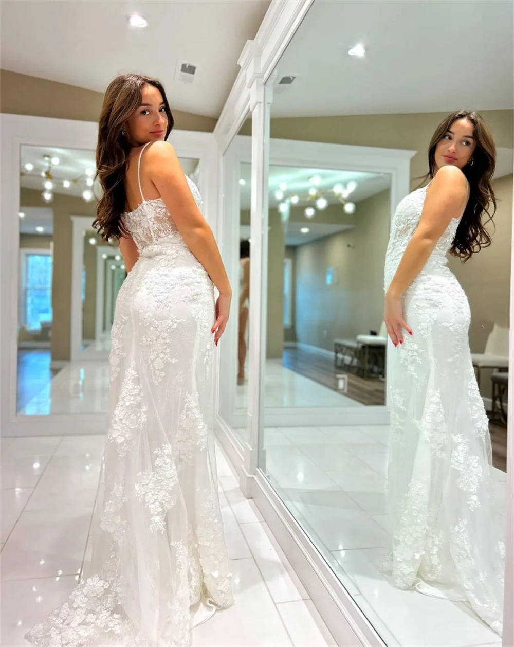 Jessica Black Wedding Dress Lace Embroidery Applique Prom Dresses Sexy Mermaid Side Slit Women Bespoke Occasion Dresses