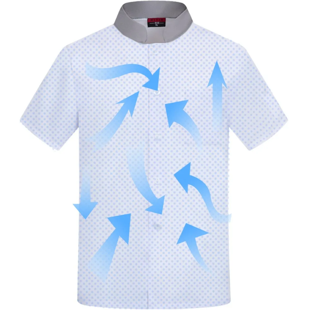 Ice Silk Chef-Arbeitskleidung für Männer und Frauen, kurzärmelige Restaurant-High-End-Hotel-atmungsaktive Kochkleidung für Arbeitskleidung