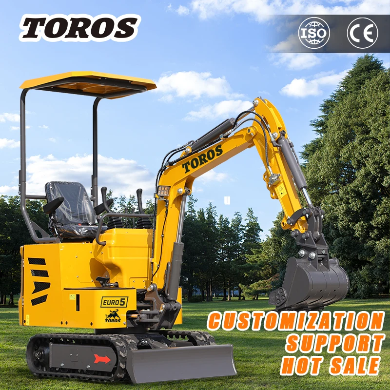 Customized  Digging Hydraulic Small Micro Digger 1 ton 1.2 ton mini Excavator  with closed cabin