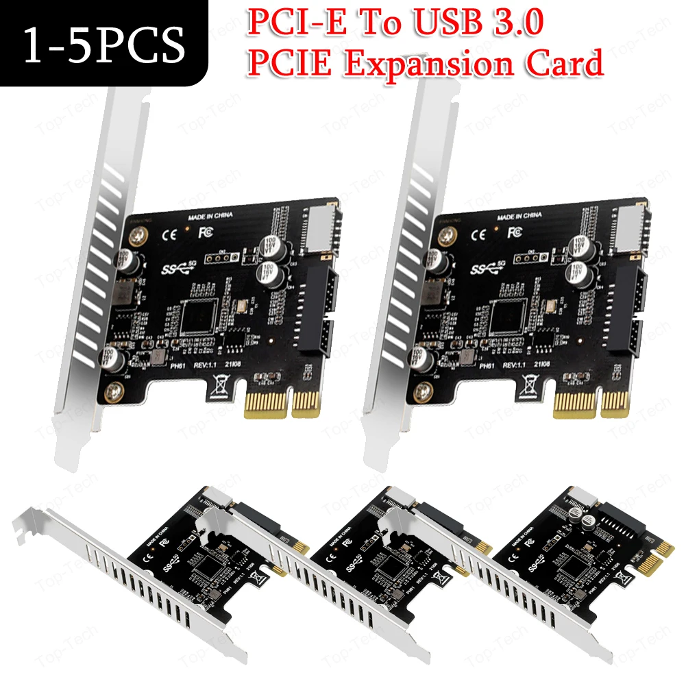 PCI-E To USB 3.0 Type C Front Panel Adapter 19PIN PCI-E To USB 3.0 Hub Splitter Expansion Card Pcie Riser for BTC Chia Mining