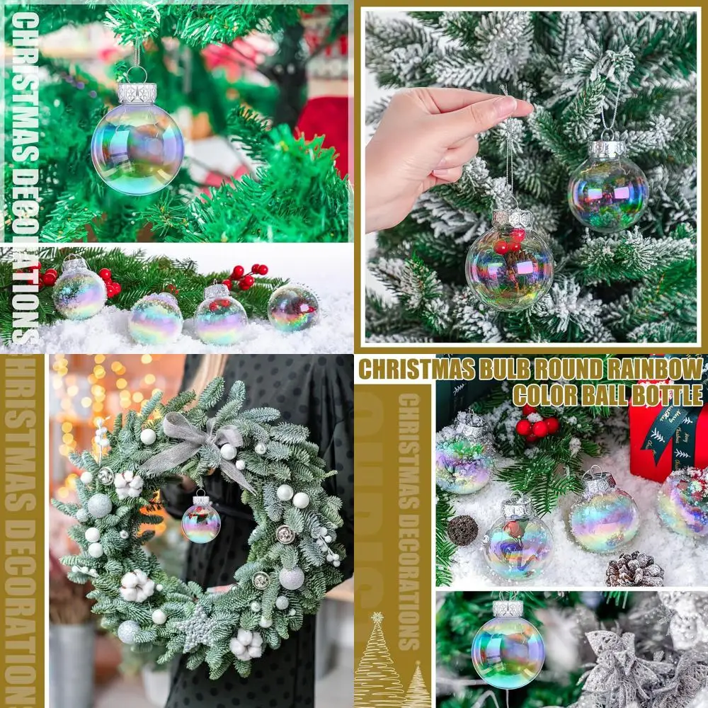 

Радужные прозрачные пластиковые рождественские украшения, 120 шт. заполняемые прозрачные шарики для поделок, подвесные 2,5-дюймовые радужные шары своими руками f