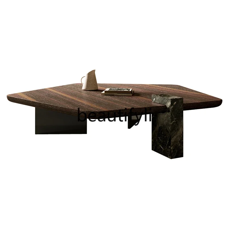 Wabi-sabi tea table smoked veneer special-shaped coffee table advanced sense