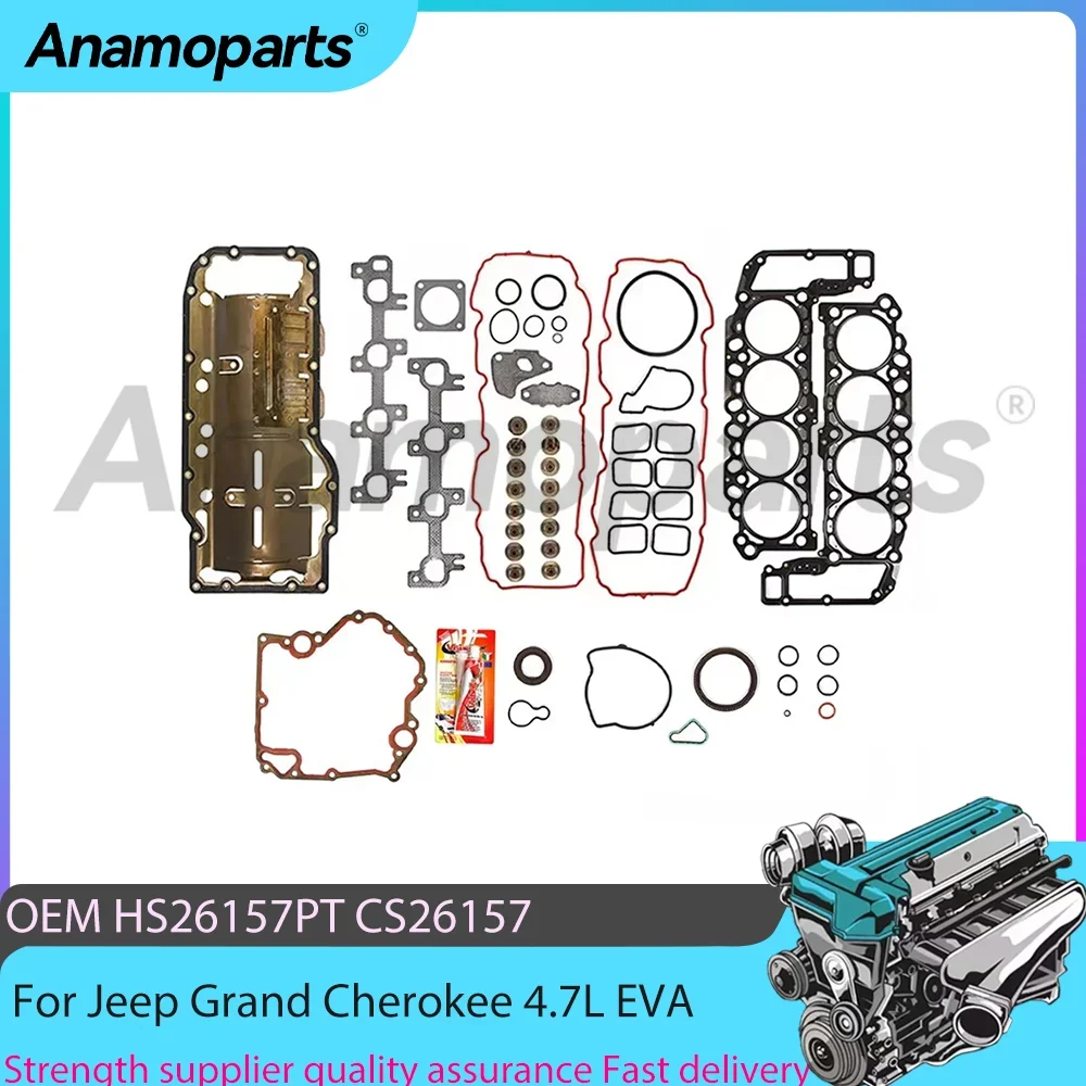 Engine Parts Full Gasket Set Fit 4.7 L V8 GAS FLEX For Dodge Dakora Durango Ram Jeep Grand Cherokee 4.7L EVA EVC 99-03 HS26157PT