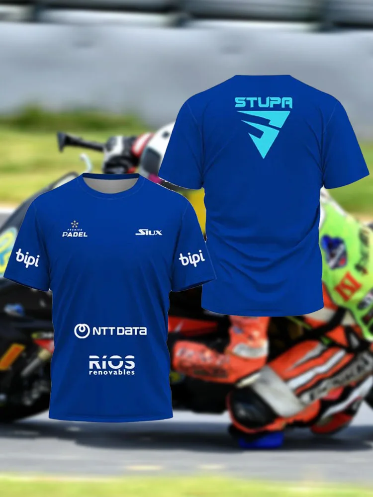 

3D Motorcycle Track Print Short Sleeve T-Shirt Men's Summer Fashion Brand Quick Drying Breathable Blazer