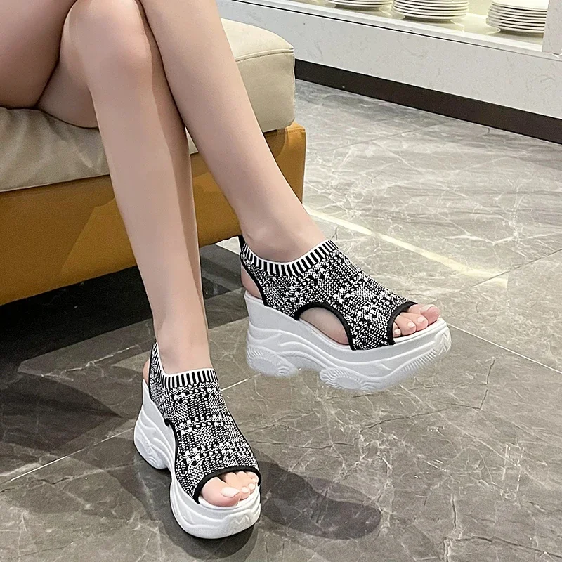 2024 Summer New Style Fish Mouth Shoes Non-slip Wear-resistant Thick Heel Wedge Heel Thick Sole Sports Women\'s Sandals