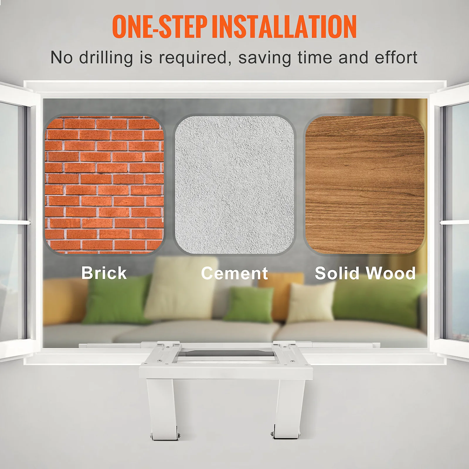 دعامة دعم مكيف الهواء VEVOR بدون حفر، هيكل فولاذي شديد التحمل يناسب نوافذ معلقة مفردة أو مزدوجة للمنزل والمركبات الترفيهية