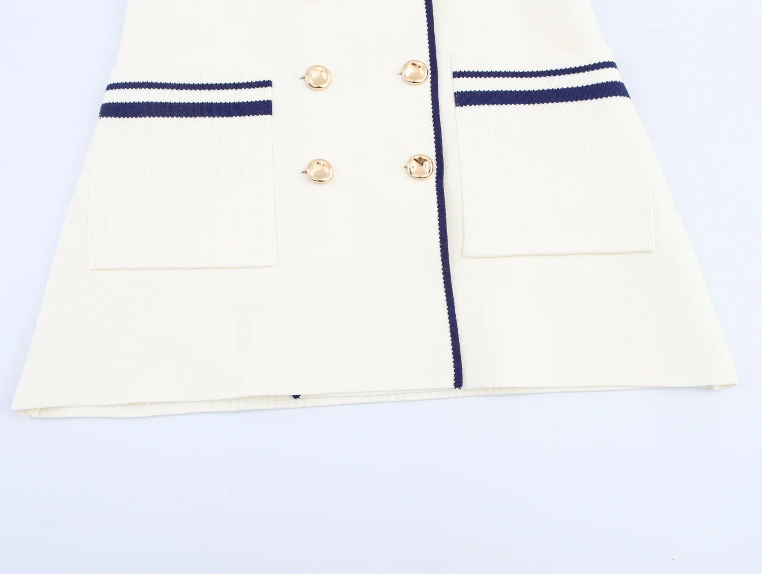 Dave&Di Minimalist Fashion Office Ladies Contrast Color Knitted Suit Dress Sleeveless Long Vest Jacket Women Tops