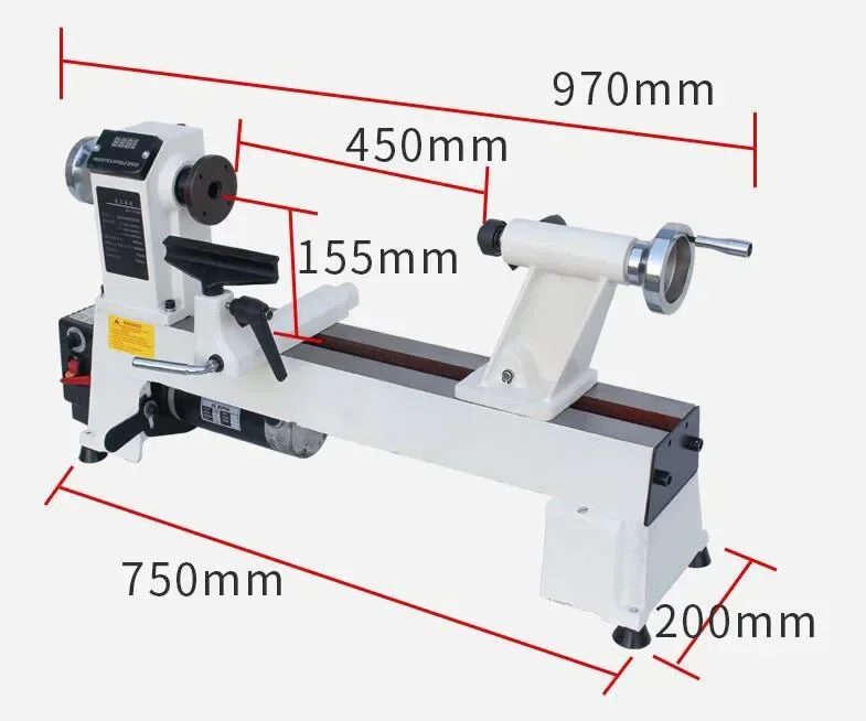 12 "x 18" 220 فولت مخرطة النجارة العلوية الثقيلة الحديد الزهر آلة تحول متغيرة السرعة 650–3800 دورة في الدقيقة