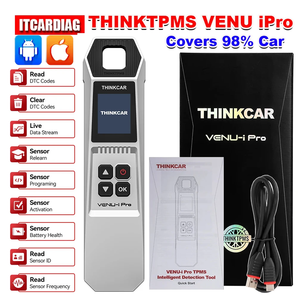 

THINKCAR VENU i-Pro TPMS Инструмент Новый автомобильный детектор давления в шинах VENU-i Pro Диагностика/активация/съемка/программа 315 МГц/433 МГц Датчик