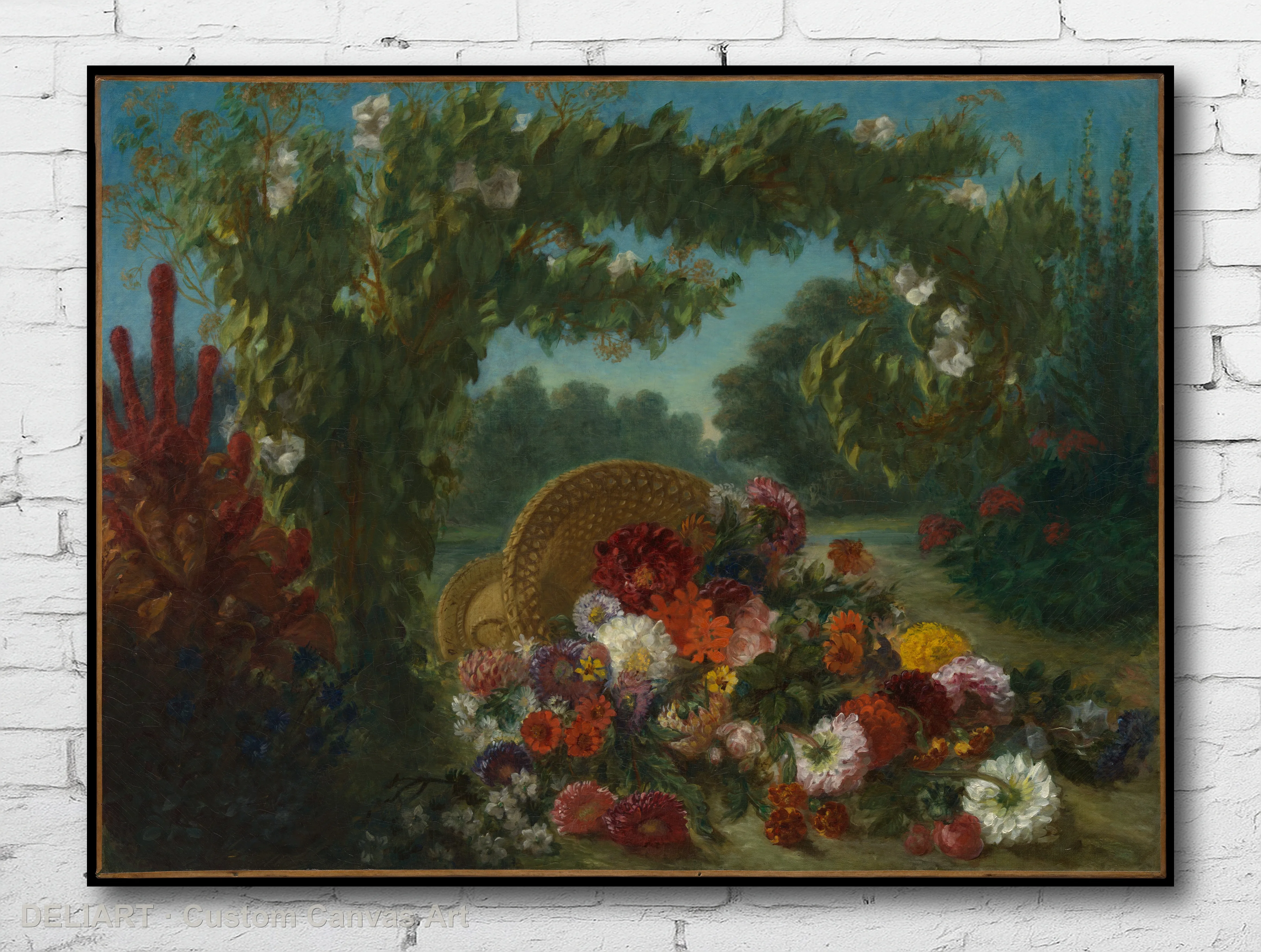 

Basket of Flowers by Eugène Delacroix - Vintage Travel Art Canvas Wall Art Poster Print Vintage Home Decor Unframed
