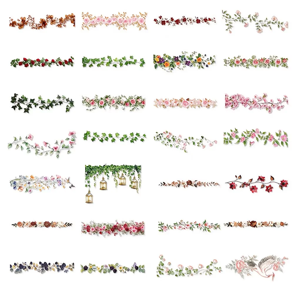 60 florale Tagebuch-Spitzenaufkleber und wasserfeste Aufkleber eignen sich für Laptops, Kühlschränke, Koffer, Desktops und Schneidegeräte – Detail 3