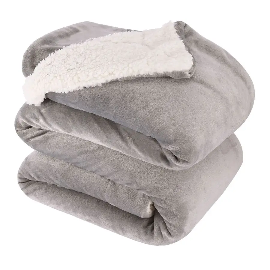 

Плед King Size из шерпы, мягкий флисовый плед для кровати, двусторонний толстый пушистый плед для зимы, светло-серый, 90x108 дюймов