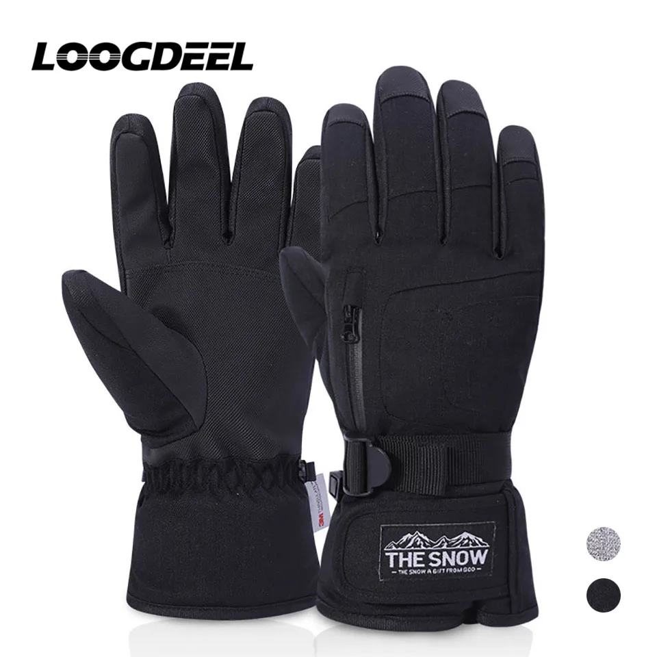 

LOOGDEEL Winter Ski Gloves Warmth Waterproof Windproof Touch Screen Non-slip Cycling Running Snowboard Snow Skiing Gloves Unisex