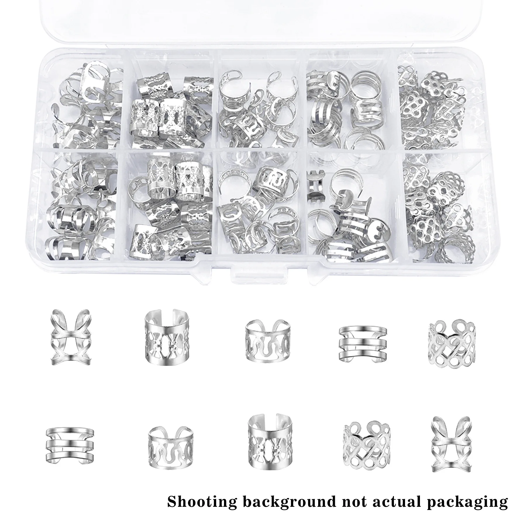 

50pcs Dreadlock Braid Rings Silver Gold Tone Durable Smooth Edge for Box Braids Locs DIY Hair Styling