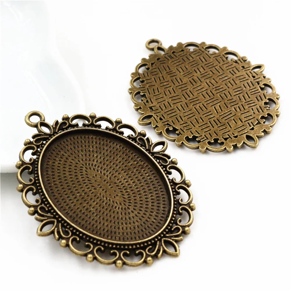 Nowa moda 5 sztuk/partia Fit 30x40mm wewnętrzny rozmiar Cameo Cabochon 7 kolory Plated Cabochon baza ustawienie Charms wisiorek — zdjęcie 6