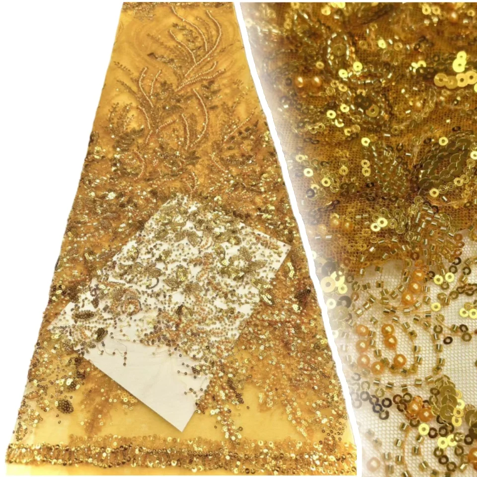 

French Sequins Net Lace Fabric High Quality African Lace Fabric Nigerian Embroidery Tulle Groom Lace Fabric For Women Dress 1093