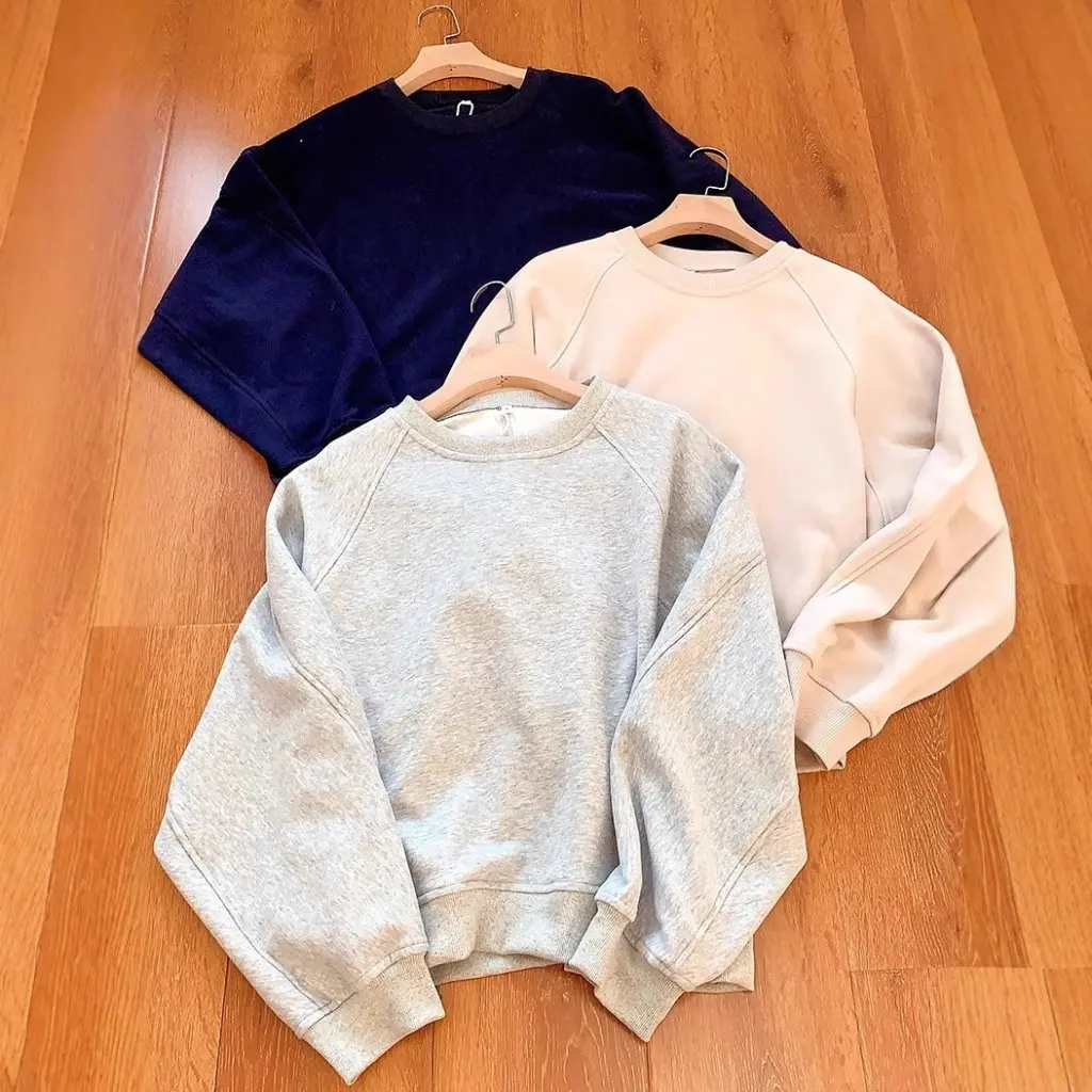 

Retro Micro Loose Women's Fleece-Lined Raglan Sleeve round Neck Jacket Warm Autumn Winter Outerwear Power Style Simple