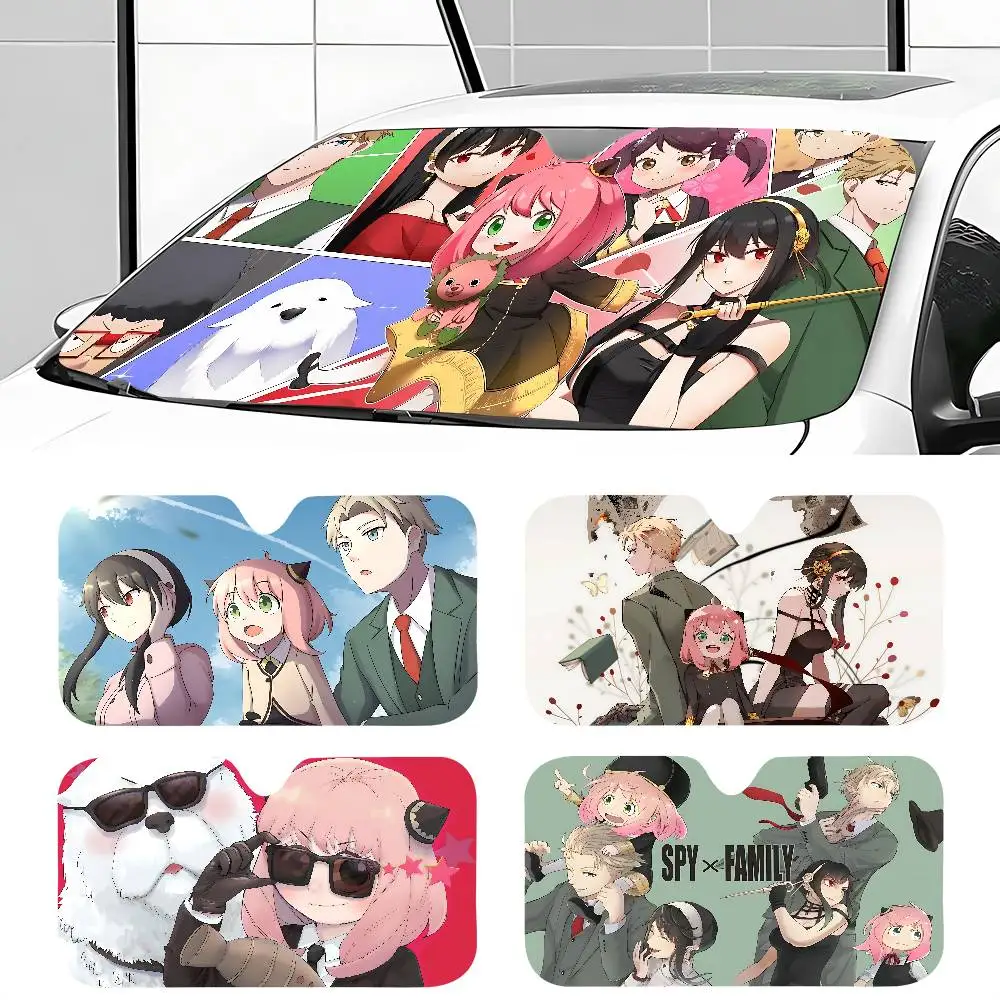 

Anime S-Spy X F-Family A-Anya Car Sunshade Front Sunscreen Heat Insulation Cooling Aluminum Summer Car With Cartoon Glass Cover