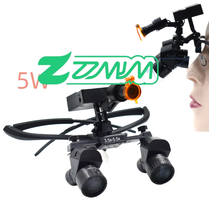 

3.5X-5.5X den tal Loupes with LED 5W Surgery Medical Headlamp Dentist Operating Loupe Wireless Surgical den tal Loupe Headli