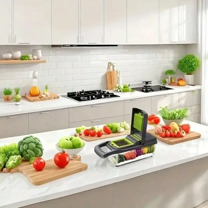 16-in-1 Multi-functional Vegetable Cutter Cross-border Kitchen Slicer Vegetable and Fruit Slicer Potato Grater for Home Use