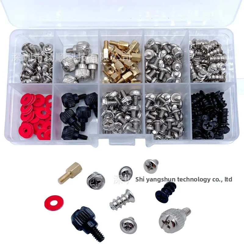 

Набор из 228 предметов в коробке: винты для корпуса настольного компьютера (M3–M5) – смешанный набор винтов для фанкойлов и блоков питания.