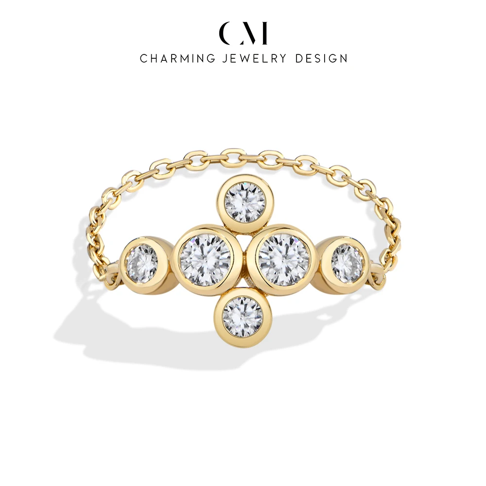 

Очаровательное модное повседневное кольцо с круглым муассанитом на мягкой цепочке из серебра S925 для женщин, для вечеринок, на каждый день, в качестве подарка на годовщину или помолвку