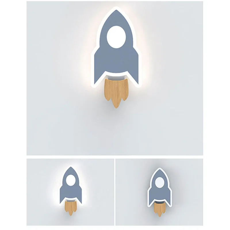 Modern LED Wall Lamp Nordic Rockets Moon Star Model Wall Light Indoor Lighting Home Decor For Bedroom Bedside Living Room Sconce