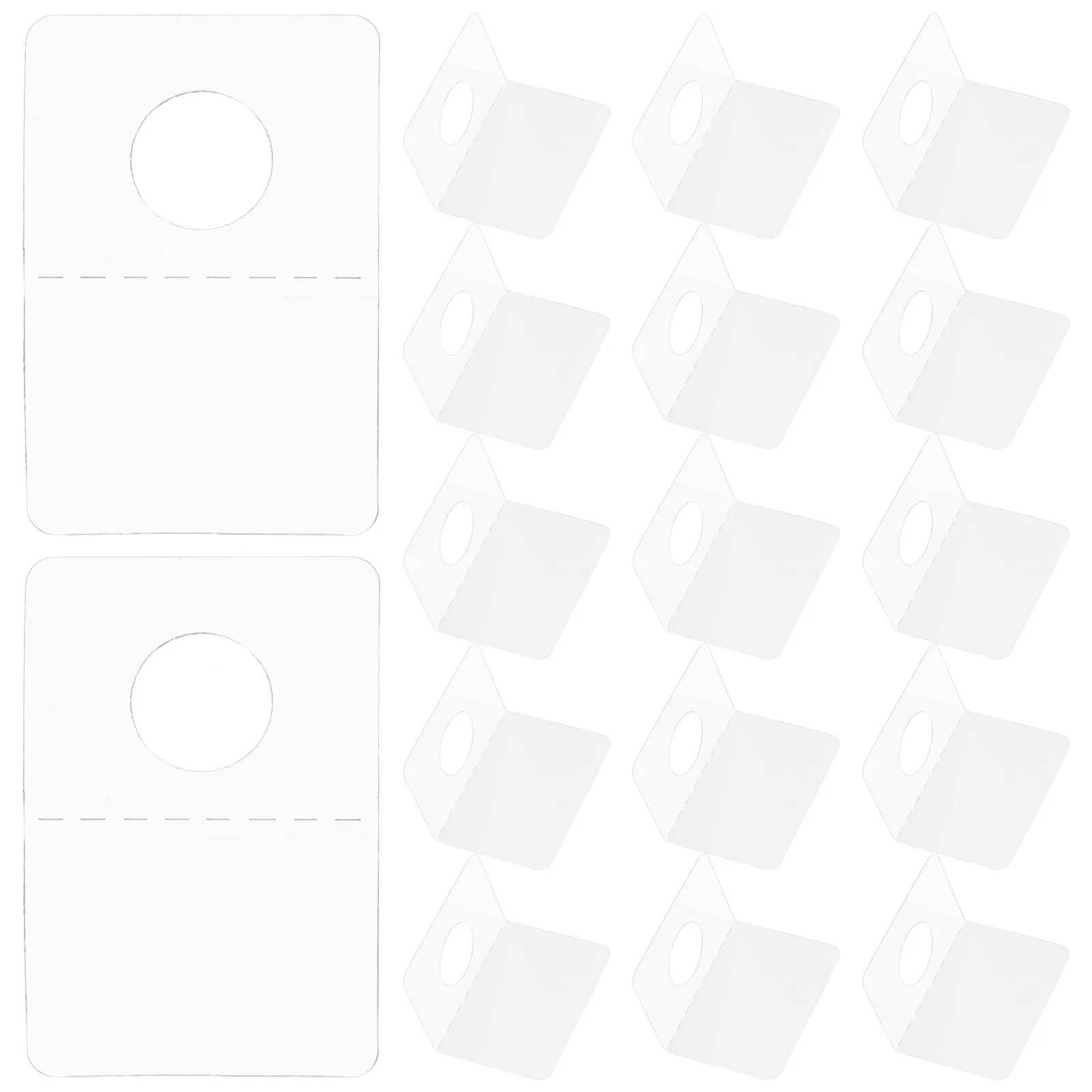 500Pcs Heavy-Duty Clear PVC Adhesive Hanging Tabs Easy-Peel Display Tags for Store Retail Product Labeling Shelf Organization view 5