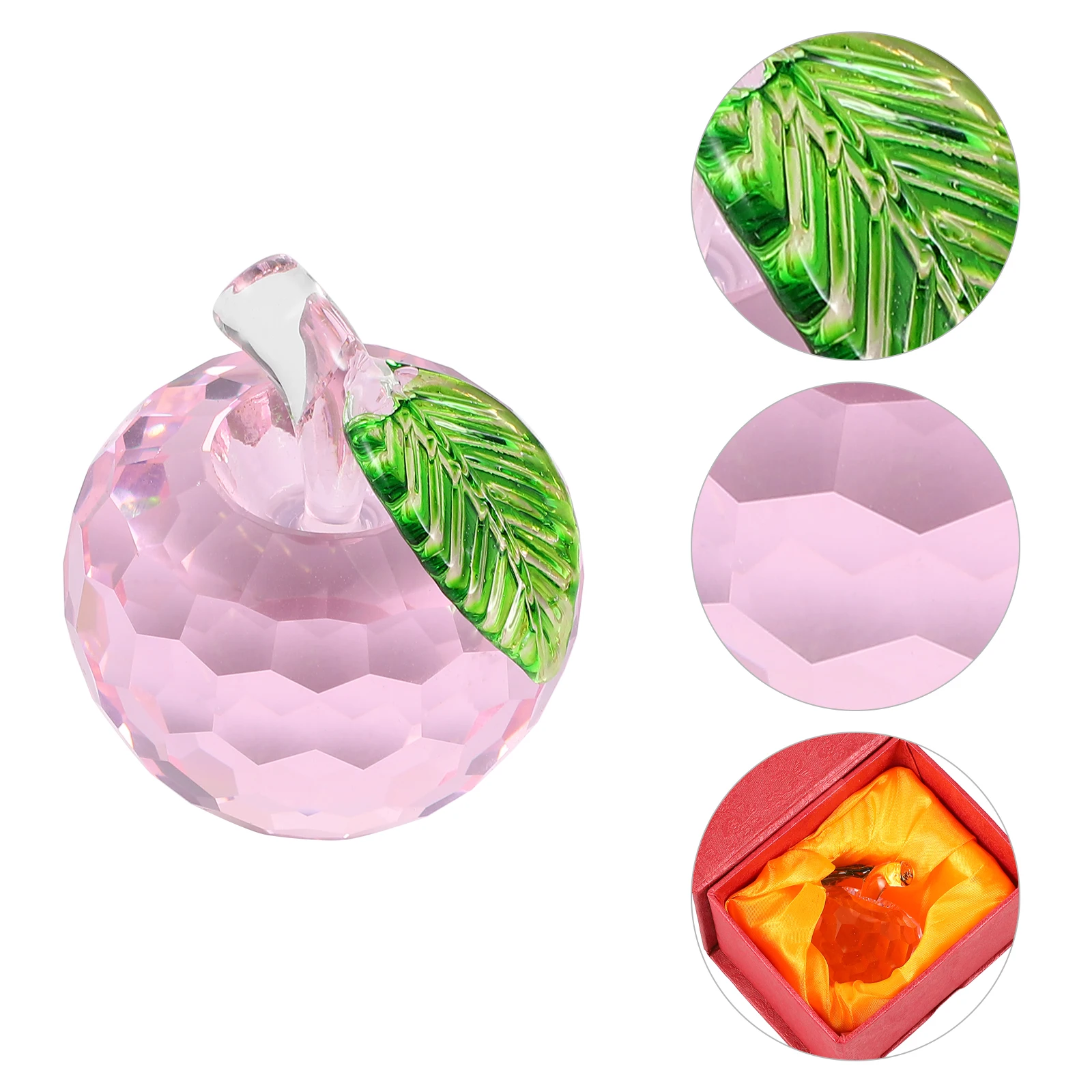 

1Pcs Christmas Crystal Apple Decorative Sculpture Christmas Eve Ornament Crystal Table Decor Meaning Gift Paperweight