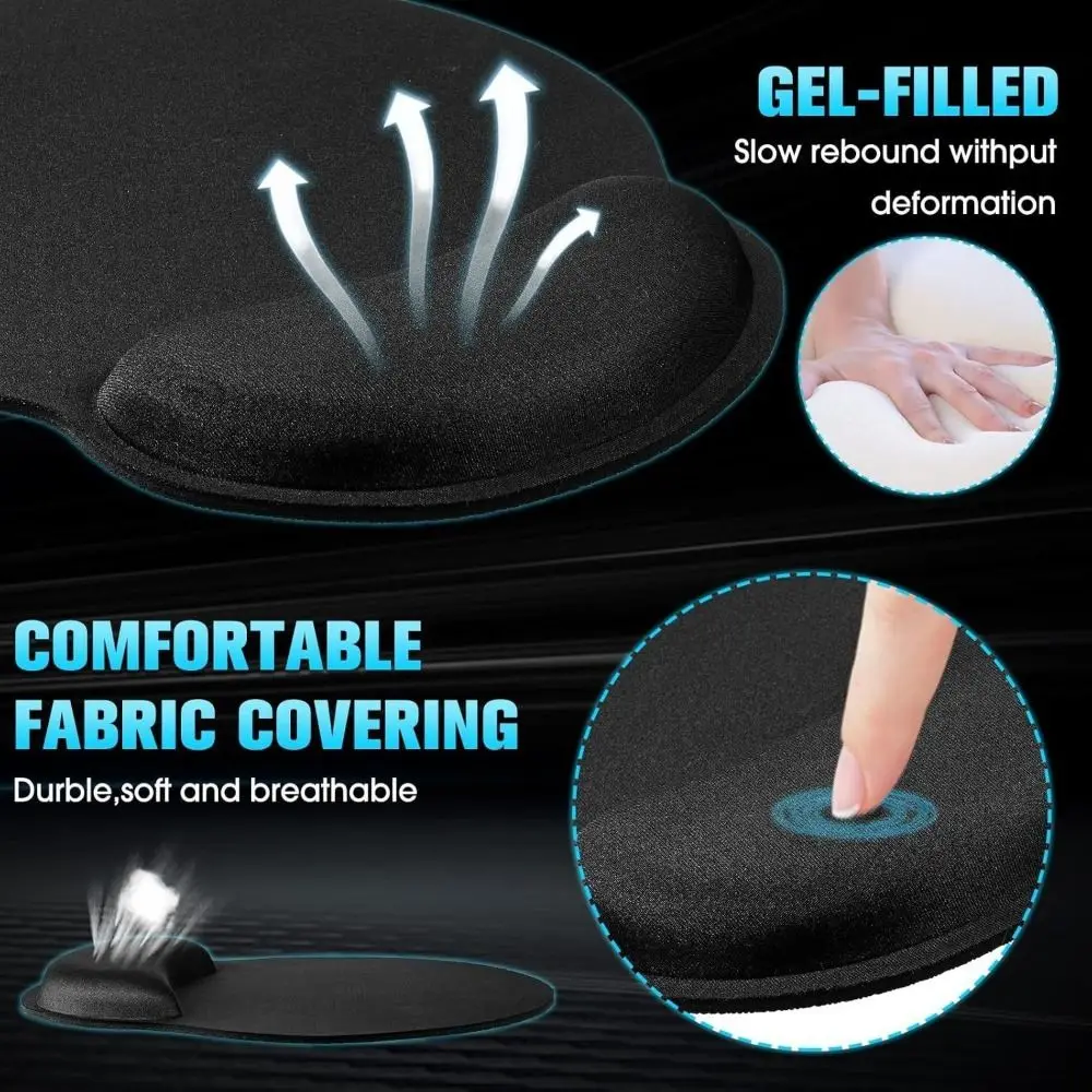 

2Pcs/Set Slow Rebound Ergonomic Keyboard Wrist Rest Non-Slip Comfortable Wrist Mat Soft Wrist Protection Mouse Pad Set
