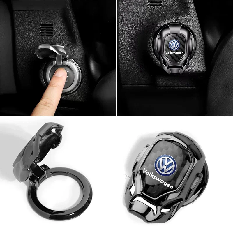 1Pc Car One-click Start Protective Cover Interior Button Decoration Sticker For Volkswagen Golf Tiguan Polo Passat Touran Beetle