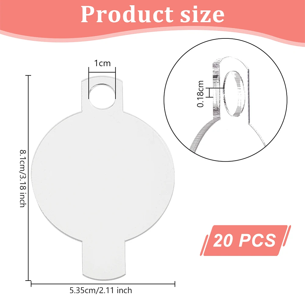 20Pcs Acrylic Name Plate Blanks for Cup 3.2x2.1 Inch Acrylic Tumbler Lid Topper Cup Blank Name Plate Personalized Cup Name Tag