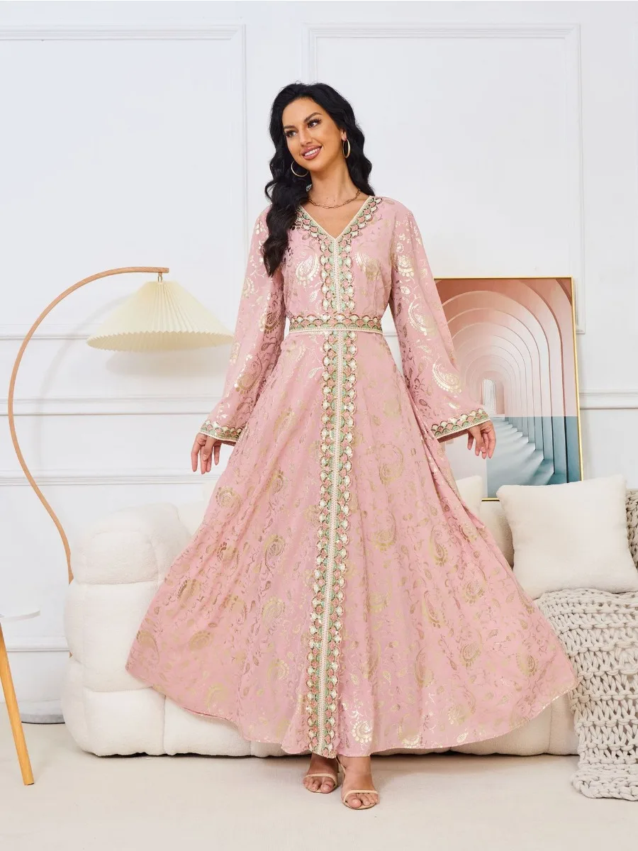 Vestido de fiesta musulmán árabe Eid para mujer, Abaya bordada, Jalabiya, Vestidos largos, caftán marroquí, vestido de ramadán de Dubai