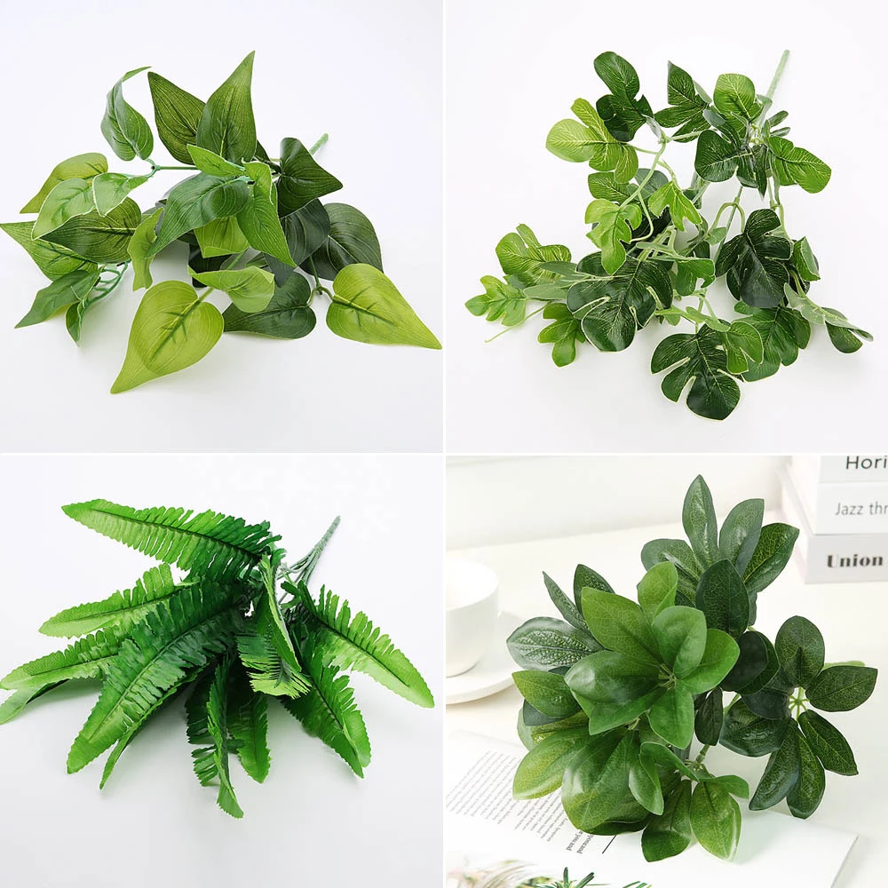 1 Bouquet Craft Wedding Supply Floral Arrangement Lifelike Palm Tropical Plants Artificial Turtle Leaves Simulation Green Plant