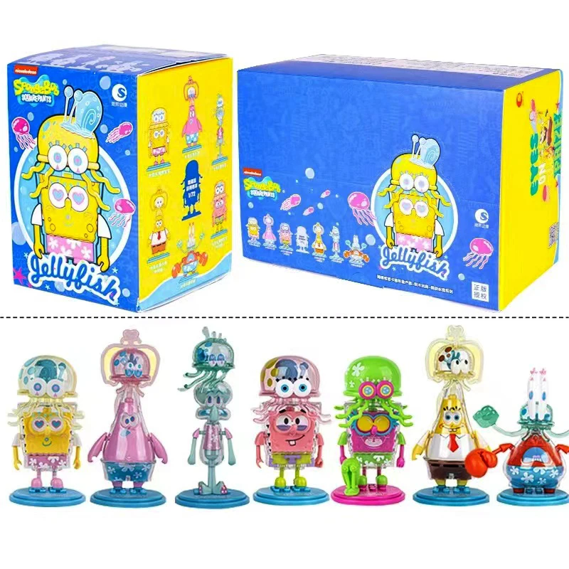 6PCS Spongebob Squarepants Blind Box Patrick Star Mystery Box Anime Action Figures Jumping Jellyfish Series Doll kids Toys Gift