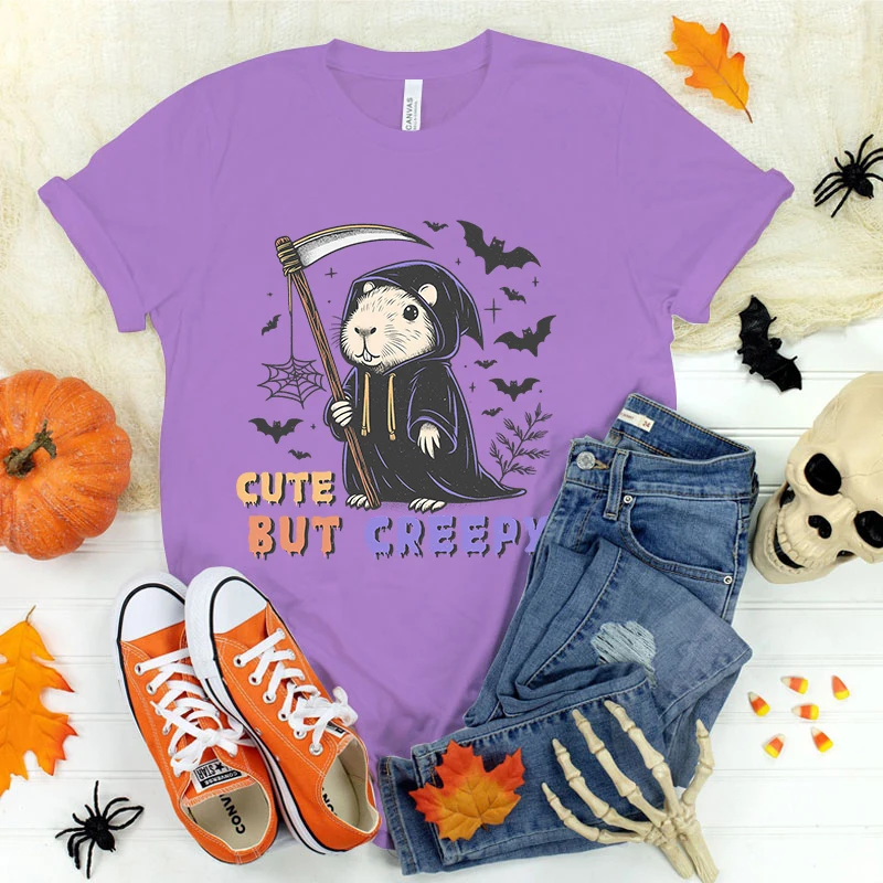 New Halloween Capybara Cute But Creepy Print T-Shirts For Women Men Summer Tee Shirt Harajuku Casual Round Neck Short Sleeve Top