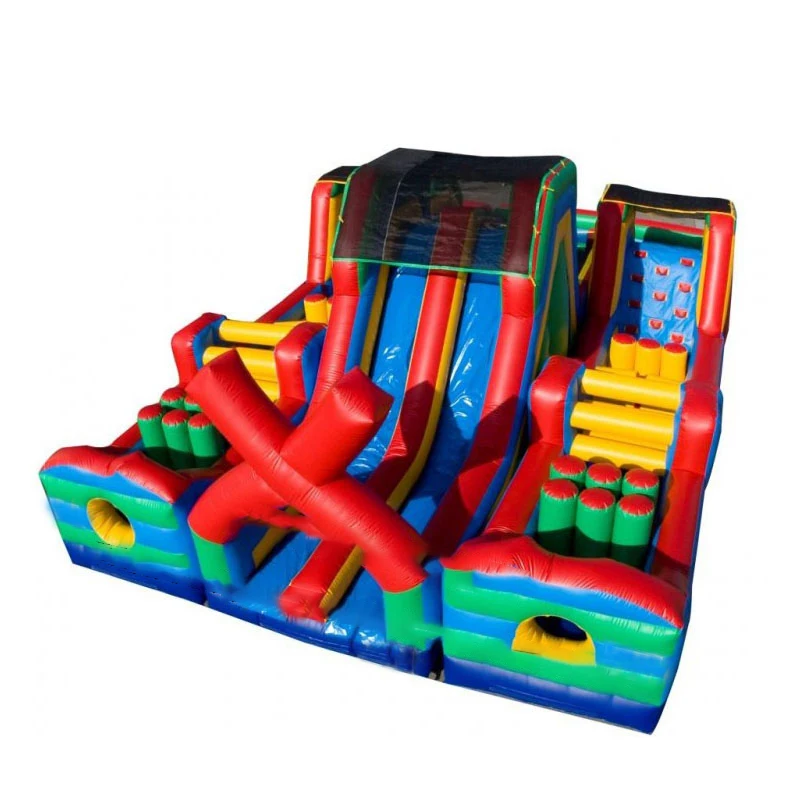 Inflatable Amusement Park Slide With Inflatable Obstacle Course Slide Bounce Combo For Children Outdoor Play Fun City