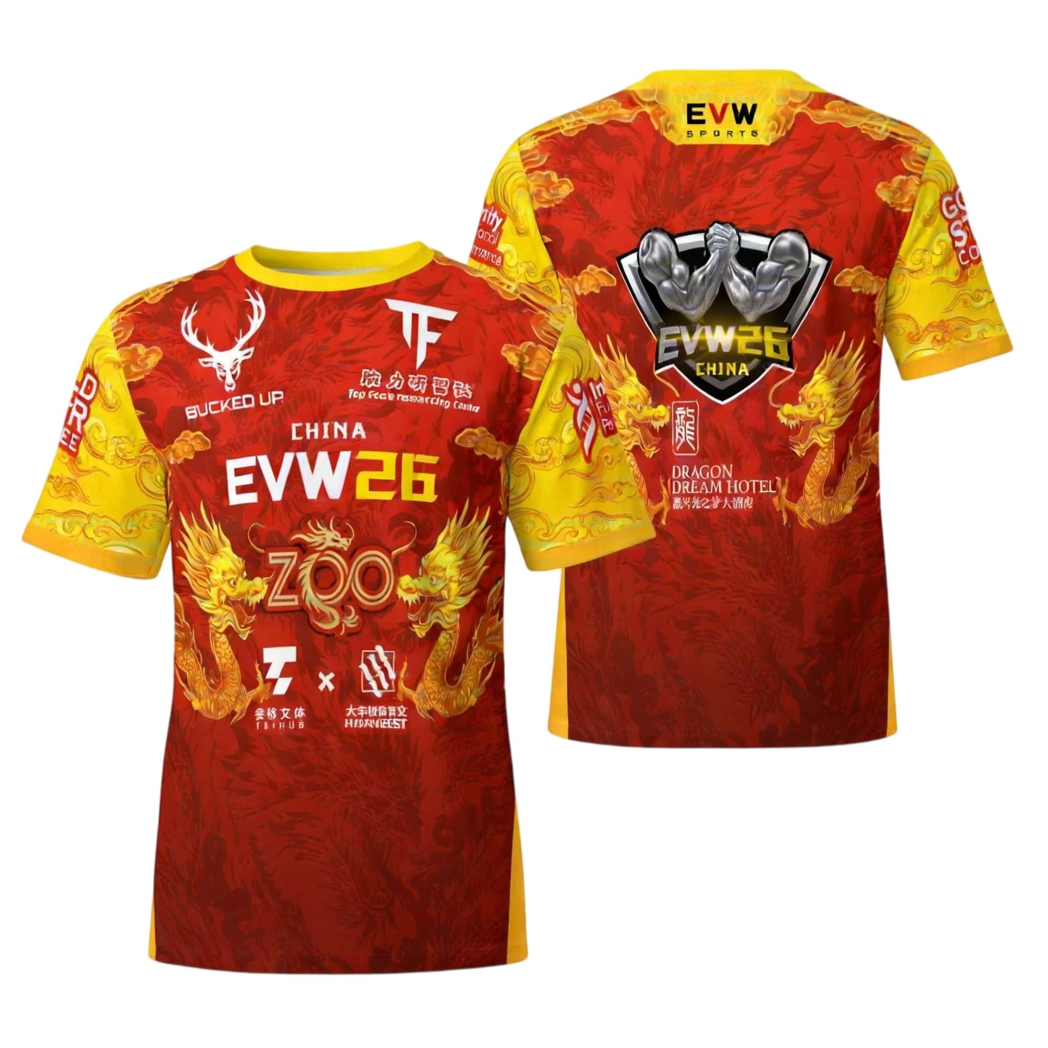 EVW 26 T-Shirt mit chinesischem Drachen-Armwrestling-Motiv – atmungsaktives, schnelltrocknendes Sport-T-Shirt für Männer und Fans (Sommer/Familien-Outfit) – Detail 5