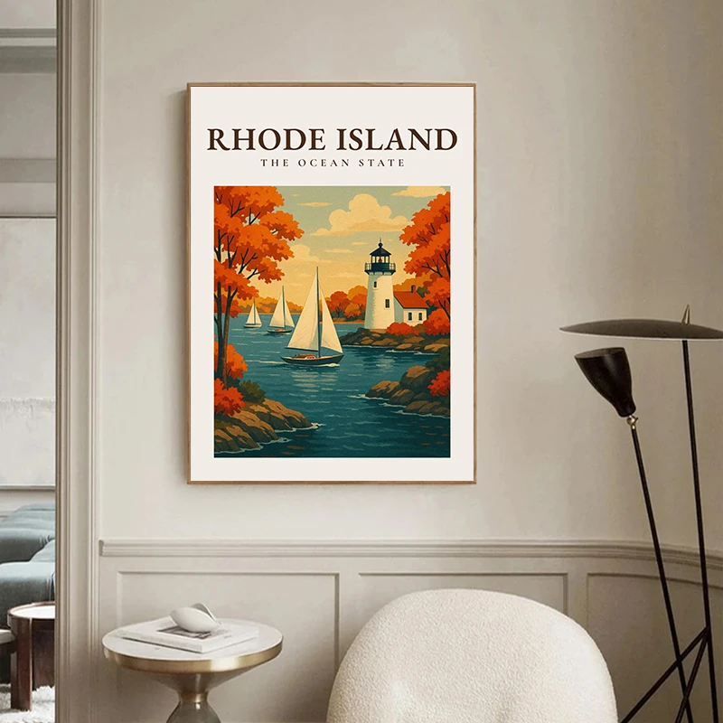 الولايات الرجعية الخريف المشهد الملصقات الحديثة يطبع قماش اللوحة Vintage الخريف صور فنية للجدران ديكور غرفة المعيشة المنزلي