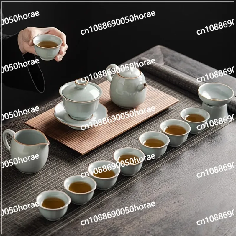 Tea Set Master Level Chinese Home Light Luxury High-end Kung Fu Brewing Teapot Tea Cup Gift Box Complete Set