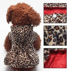 Winter Puppy Dog Clothes Cute Pet Dogs Leopard Costume Tops Cotton Hoodie Clothes Warm Dog Coats & Jackets Chihuahua Clothing