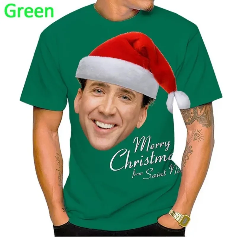 3D Actor Nicolas Cage Printing T Shirted Children Fashion Streetwear Tee Shirts Funny Short Sleeves Merry Christmas Clothing Top